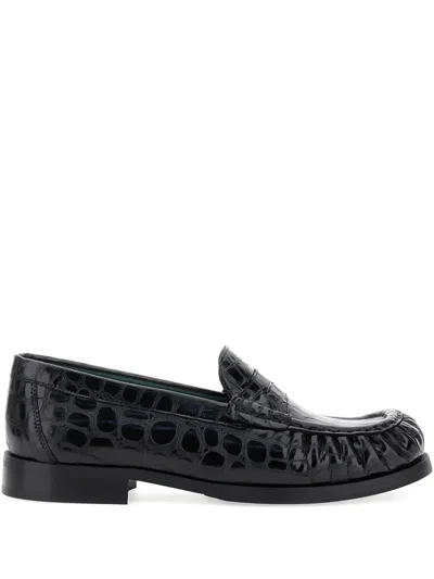 VINNY'S CROCODILE-EMBOSSED LEATHER LOAFERS
