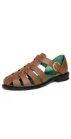 Vinny's Fisherman Sandals Cognac Grain Leather