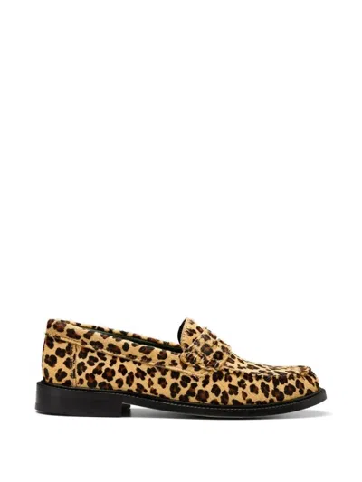 Vinny's Leopard Yardee Moccasin Loafer In Brown