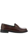 Vinny's Lizard Skin-embossed Leather Loafers In Brown