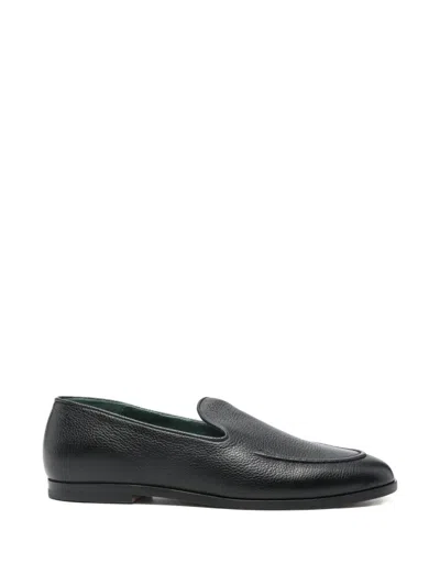Vinny's Marcel Grained-leather Loafers In Black