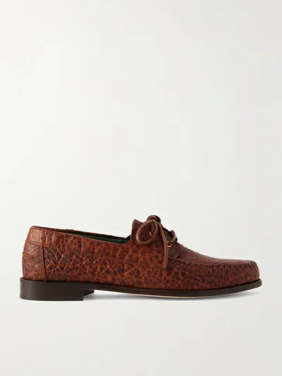 Vinny's Millo Croc-effect Leather Boat Shoes In Brown