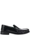 Vinny's Yardee Polished-leather Penny Loafers In Black