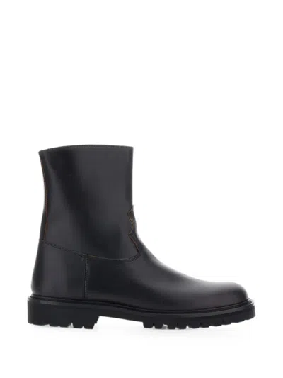 Vinny's Moto Zip-fastening Lug-sole Boots In Black