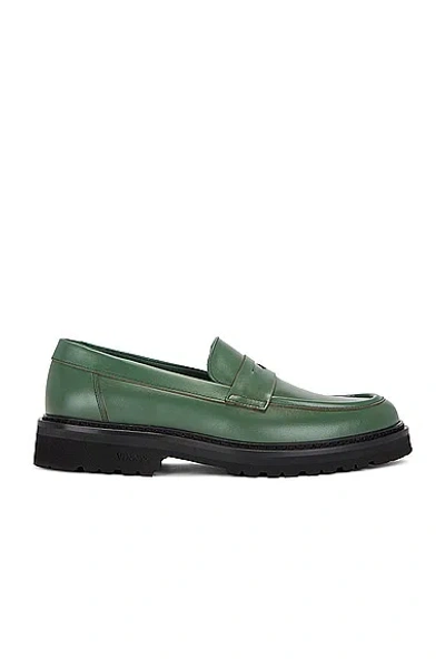 Vinny's Richee Penny Loafers Green In Leather Green