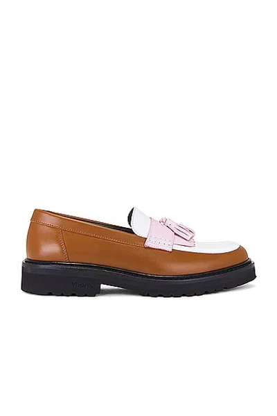 Vinny's Richee Tri-tone Tassel Loafer In Leather Brown