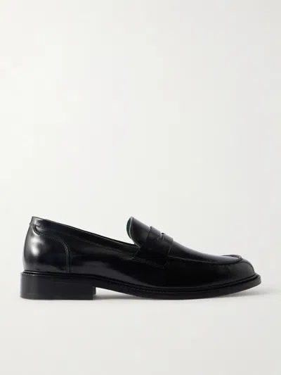 Vinny's Townee Leather Penny Loafers In Black