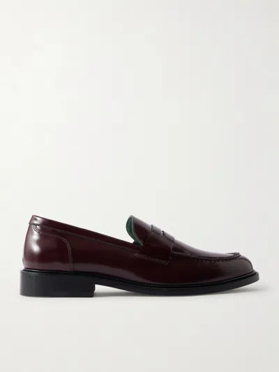 Vinny's Townee Leather Penny Loafers In Burgundy