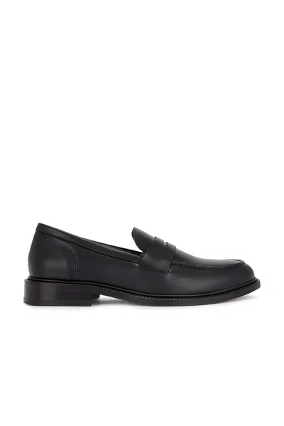 Vinny's Brown Townee Penny Loafers In Black Polido Leather