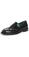 Vinny's Townee Penny Loafers Black Polido Leather In Black