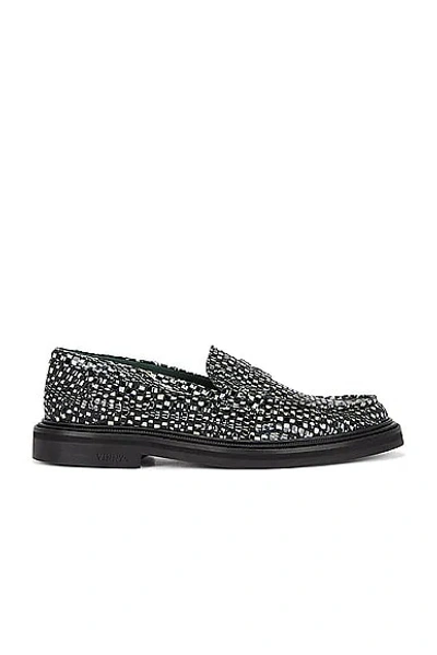 Vinny's Vinnee Penny Loafer In Croco Pattern Black & White