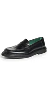 Vinny's Townee Penny Loafers Black Polido Leather In Black