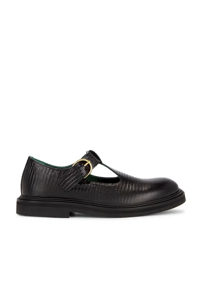 Vinny's Vinnee T-strap Derby In Black Lizzard Pattern