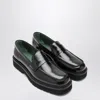 Vinny's Vinnys Black Leather Peeters Moccasins In Black