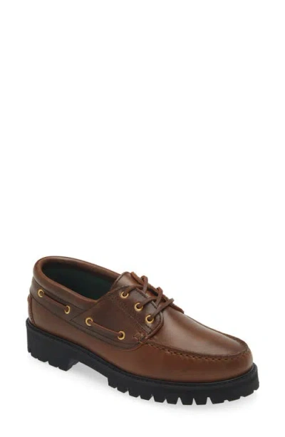 Vinny's Boat Shoe In Dark Brown Leather