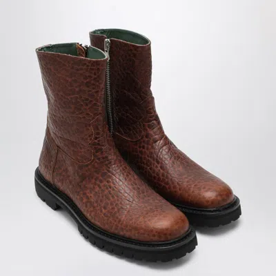 Vinny's Vinny''s Brown Moto Boots With Crocodile Print