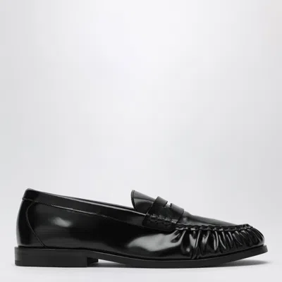 Vinny's Louee Vale Mini Loafers In Polished Leather In Black