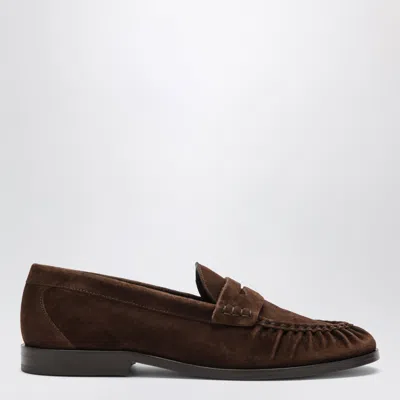 Vinny's Louee Vale Suede Loafers In Brown