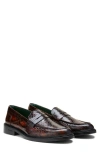 Vinny's Townee Penny Loafer In Dark Brown Python Pattern
