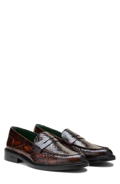 Vinny's Townee Penny Loafer In Dark Brown Python Pattern