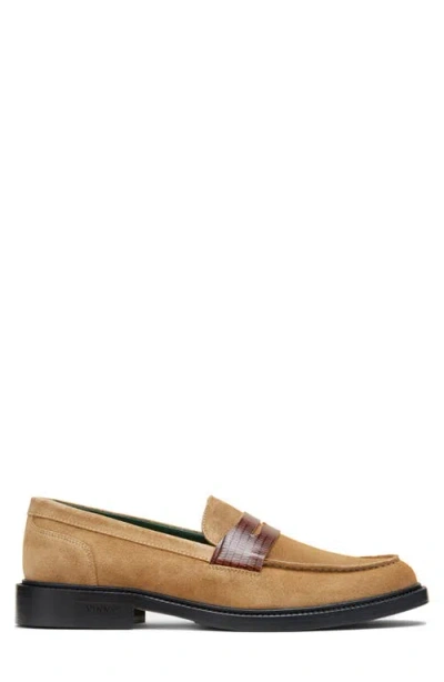Vinny's Townee Two-tone Penny Loafer In Sand Suede