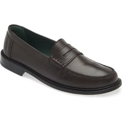 Vinny's Yardee Penny Loafer In Brown Nappa Leather