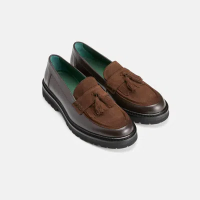 Vinny's Women's Richee Penny Loafer In Crust Leather Brown Suede In Multi