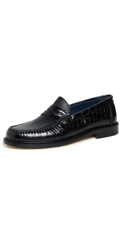 Vinny's X J. Press Yardee Loafers Black Croco Pattern