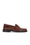 Vinny's Yardee Lizard-effect Leather Penny Loafers In Brown Lizzard Pattern