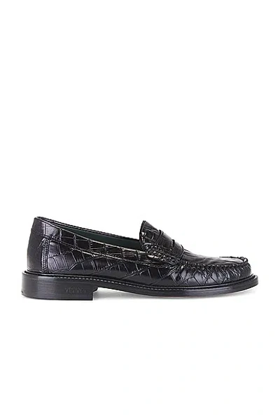 Vinny's Yardee Mocassin Loafer In Croco Pattern Black