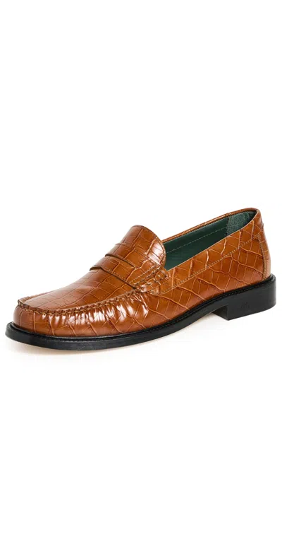 Vinny's Yardee Mocassin Loafers Croco Pattern Brown