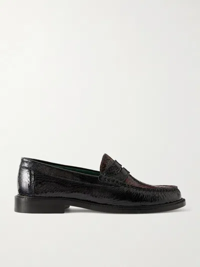 Vinny's Yardee Snake-effect Patent-leather Loafers In Black