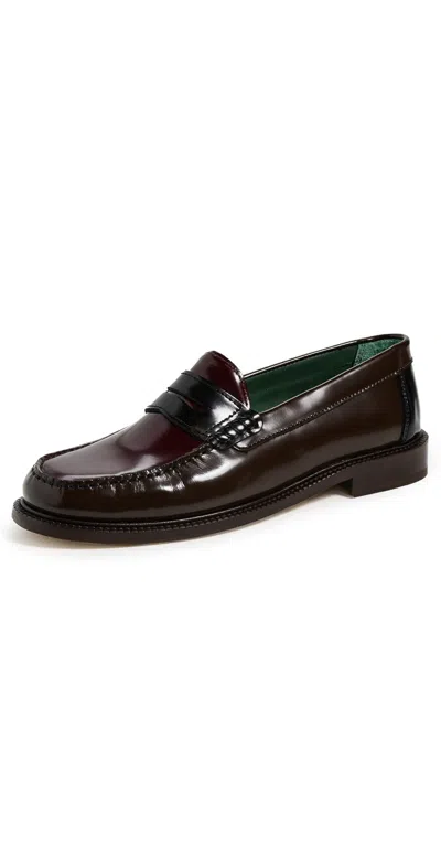 Vinny's Yardee Tri-tone Moccasin Loafers Brown/burgundy/blue Three-tone