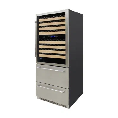 Vinotemp Triple-zone Wine And Beverage Cooler, 135 Bottle Capacity In Stainless Steel