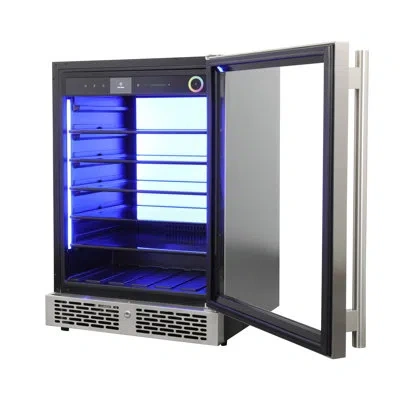 Vinotemp Vinoglow 151-can Beverage Center, Freestanding Mini Fridge, Undercounter, Single Zone Stainless Stee In Stainless Steel