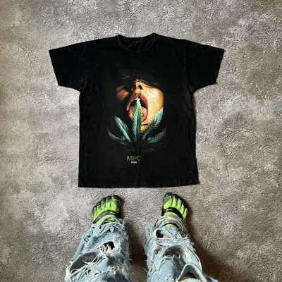 Pre-owned Vintage 00s Weed Girl Face Lips Abstract Angry M In Black
