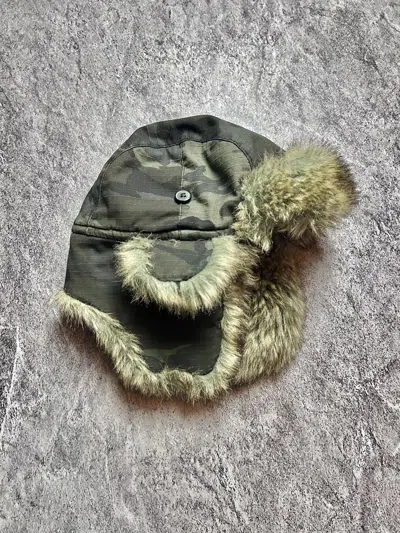 Pre-owned Vintage 12k Faux Fur Camo Ushanka Trapper Archival Japan Style Hat