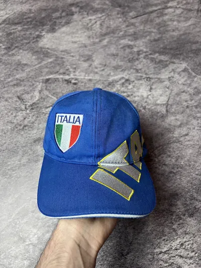 Pre-owned Vintage 12k Italia England Archival Soccer Blokecore Style Cap Hat In Blue