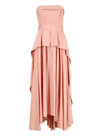 Pre-owned Vintage 1940s  Strapless Peplum Maxi Dress
