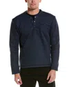 Vintage 1946 1x1 Fleece Bonded Henley In Blue