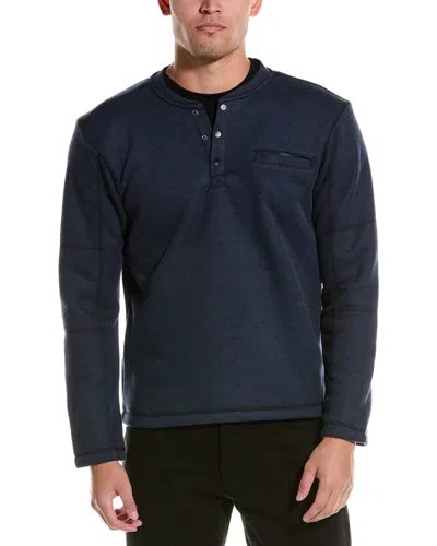 Vintage 1946 1x1 Fleece Bonded Henley In Blue