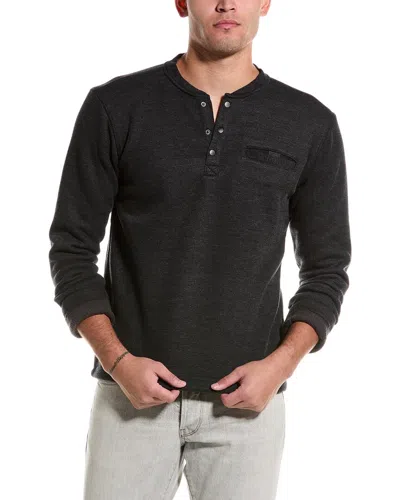 Vintage 1946 1x1 Fleece Bonded Henley In Black