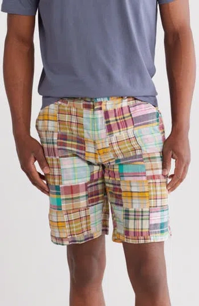 Vintage 1946 Acid Wash Patchwork Madras Plaid Shorts In Blue
