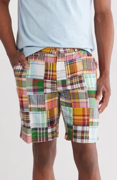 Vintage 1946 Acid Wash Patchwork Madras Plaid Shorts In Forest