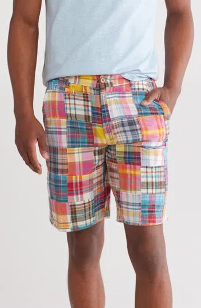 Vintage 1946 Acid Wash Patchwork Madras Plaid Shorts In Light Blue