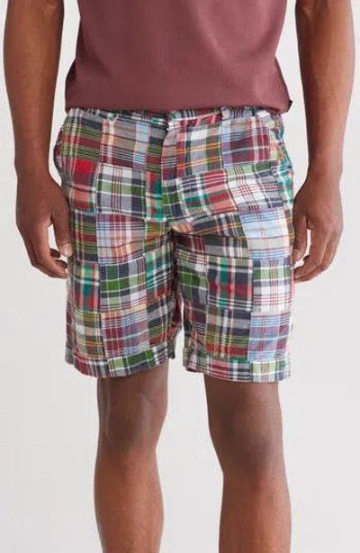 Vintage 1946 Acid Wash Patchwork Madras Plaid Shorts In Navy