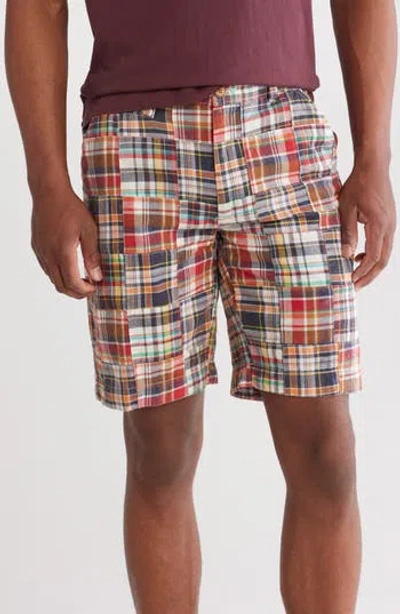Vintage 1946 Acid Wash Patchwork Madras Plaid Shorts In Navy