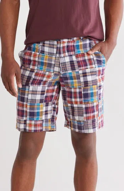 Vintage 1946 Acid Wash Patchwork Madras Plaid Shorts In Navy