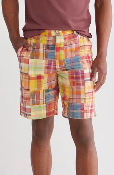 Vintage 1946 Acid Wash Patchwork Madras Plaid Shorts In Red
