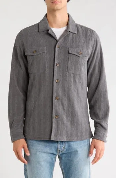 Vintage 1946 Cable Knit Shirt Jacket In Gray